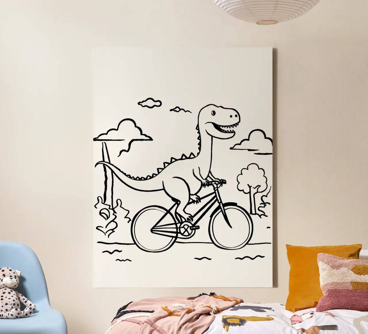 Bicycle dinosaur tela con Cornice a cassetta da LisaArtes