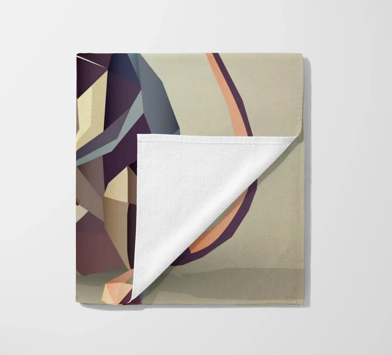 Playful mouse with hobbyhorse in polygon style beach towel by namosh