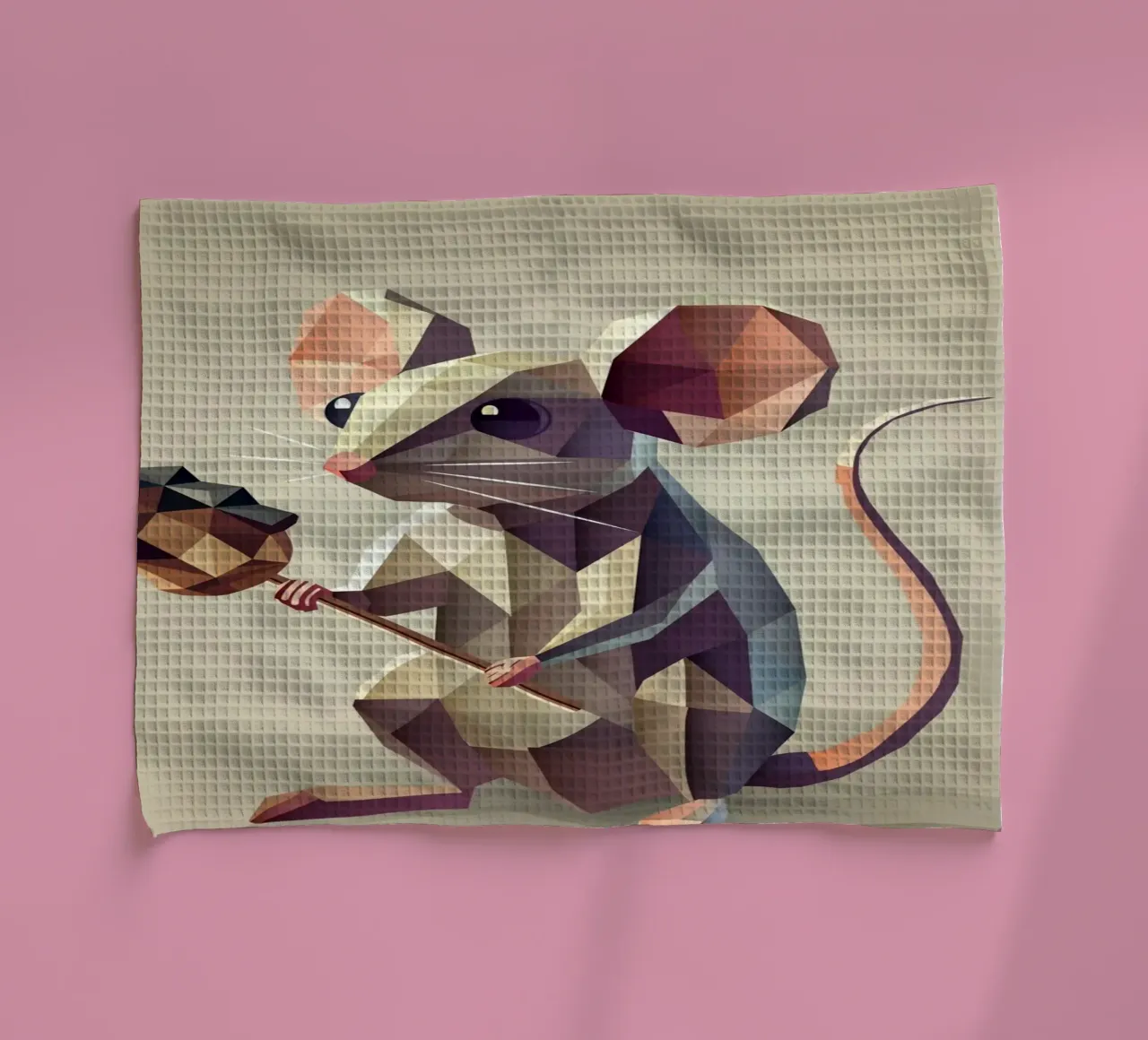 Souris ludique avec cheval d'arçon dans le style polygone torchon de namosh