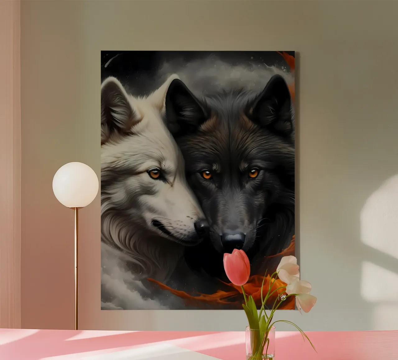 Masterpiece ying yang Vigorous wolf canvas by LM2KONE