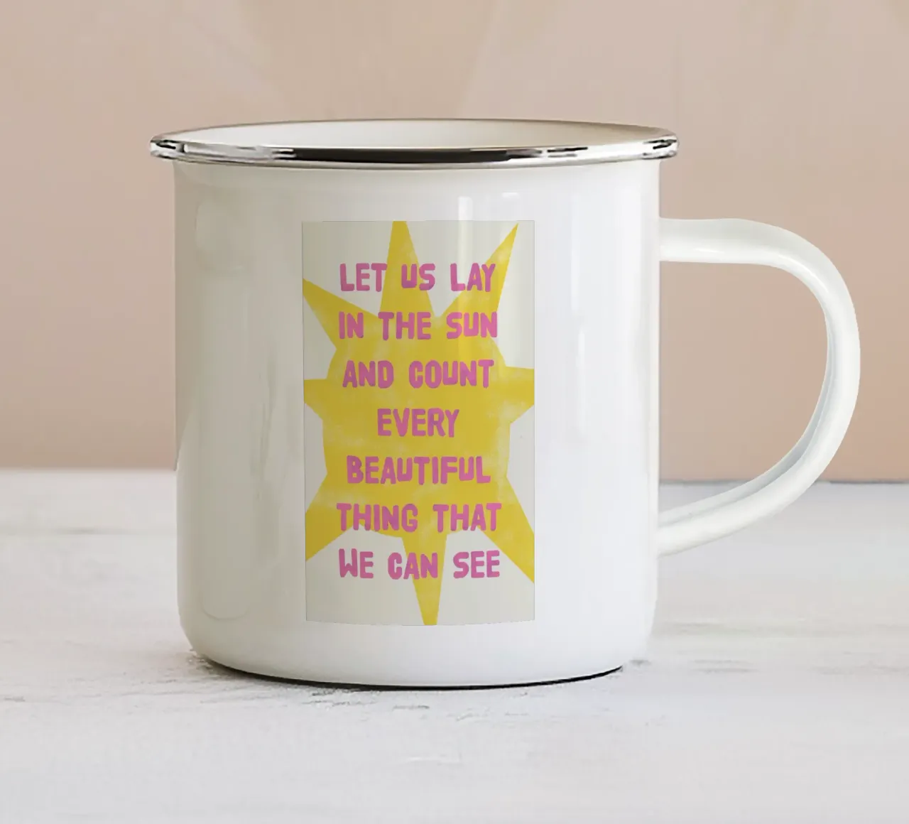 Let us lay in the sun tazza in smalto da thesoulhugclub