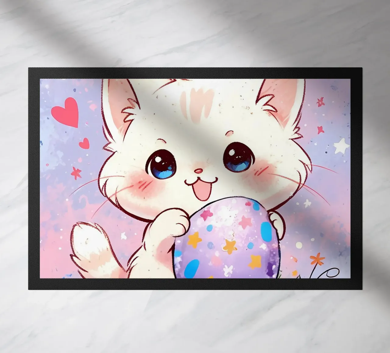 Easter Egg Cute Cat doormat by LM2Kone