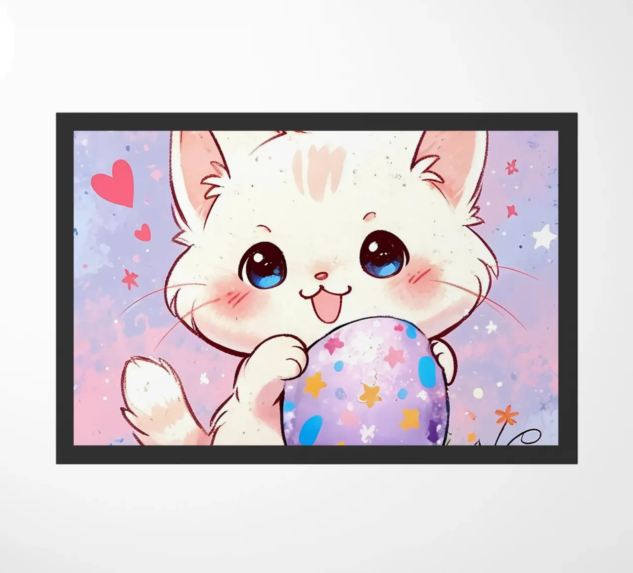 Easter Egg Cute Cat doormat by LM2Kone