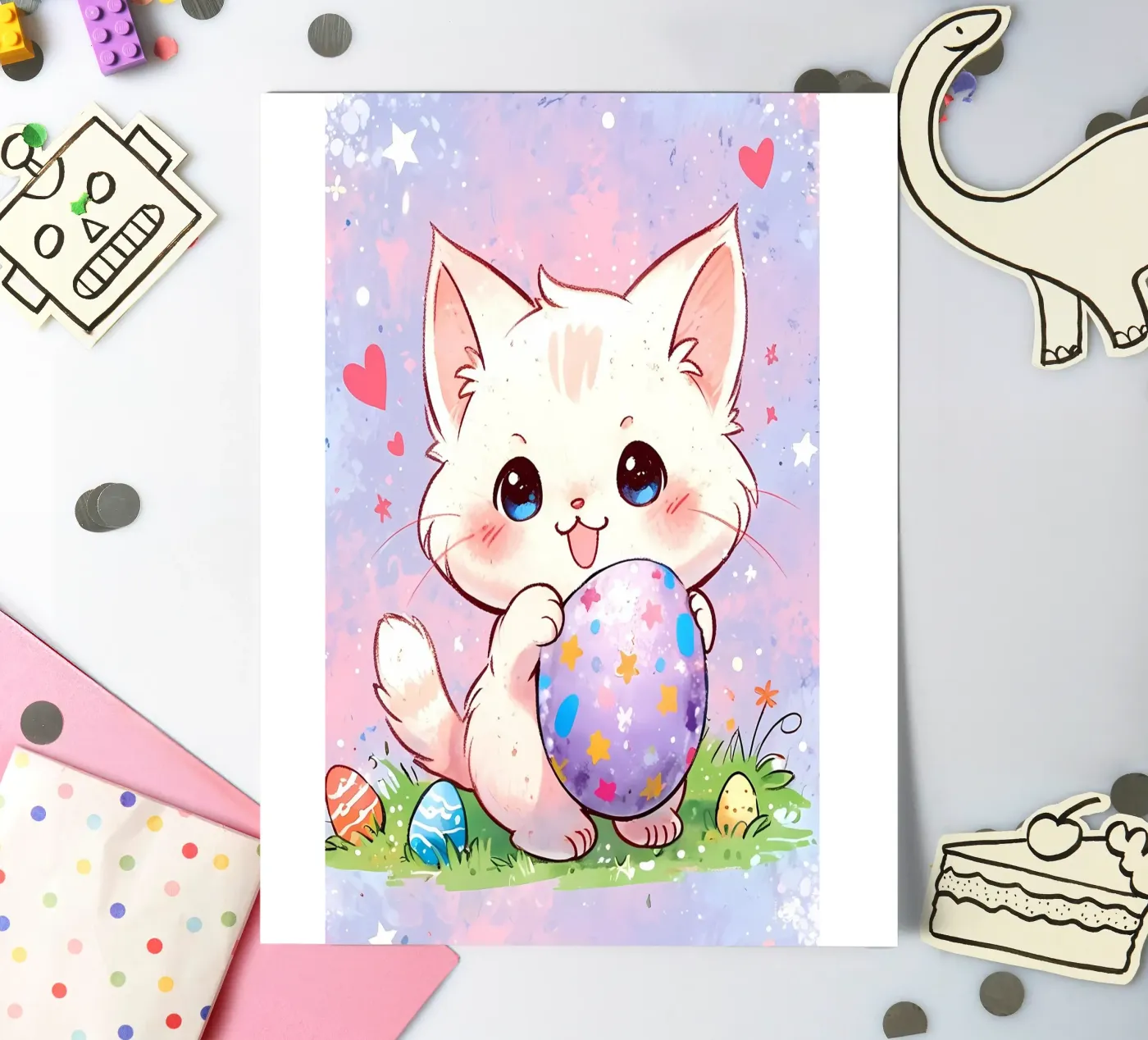 Easter Egg Cute Cat sticker sheet by LM2Kone