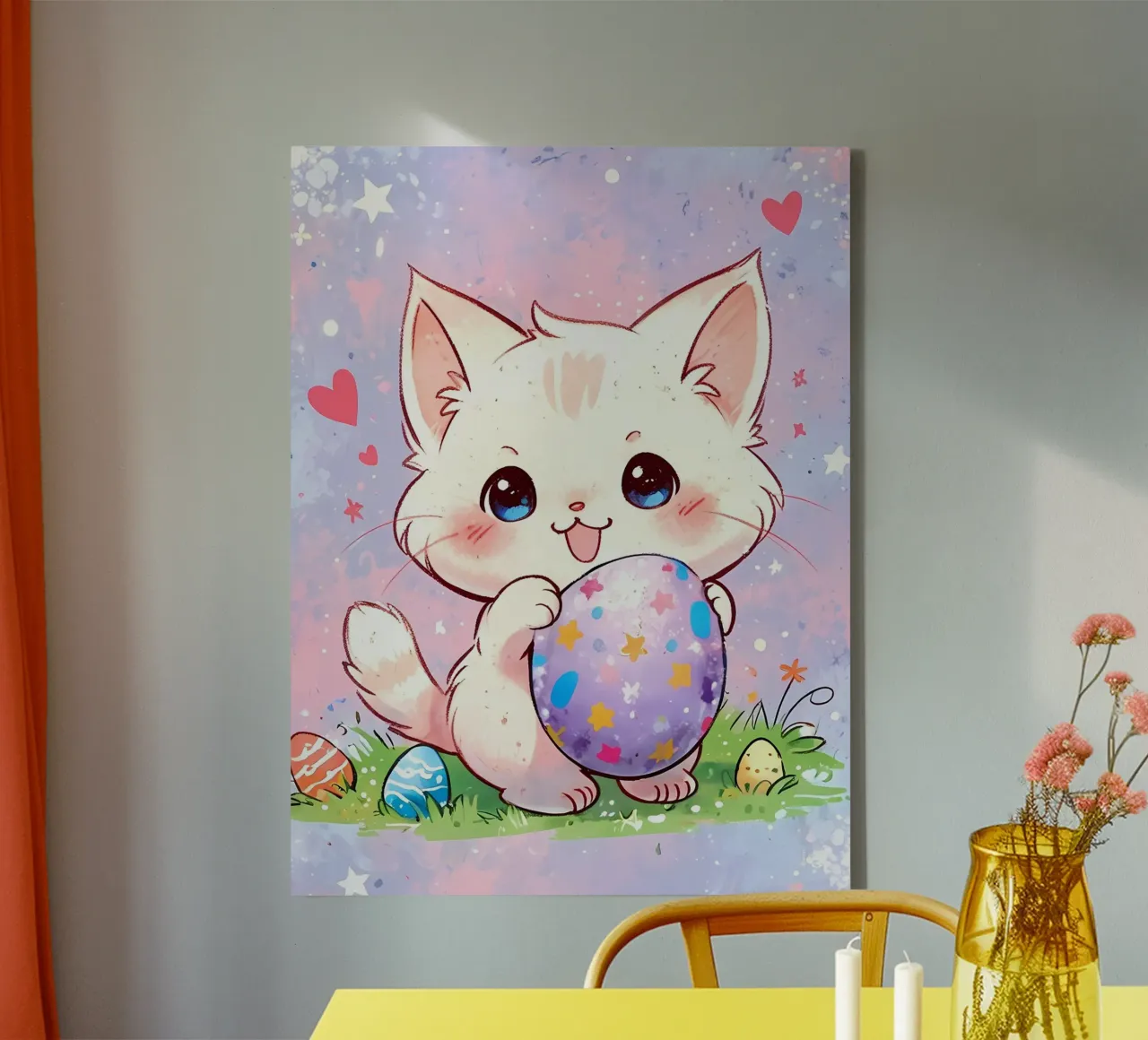 Easter Egg Cute Cat canvas with Floater frame by LM2KONE