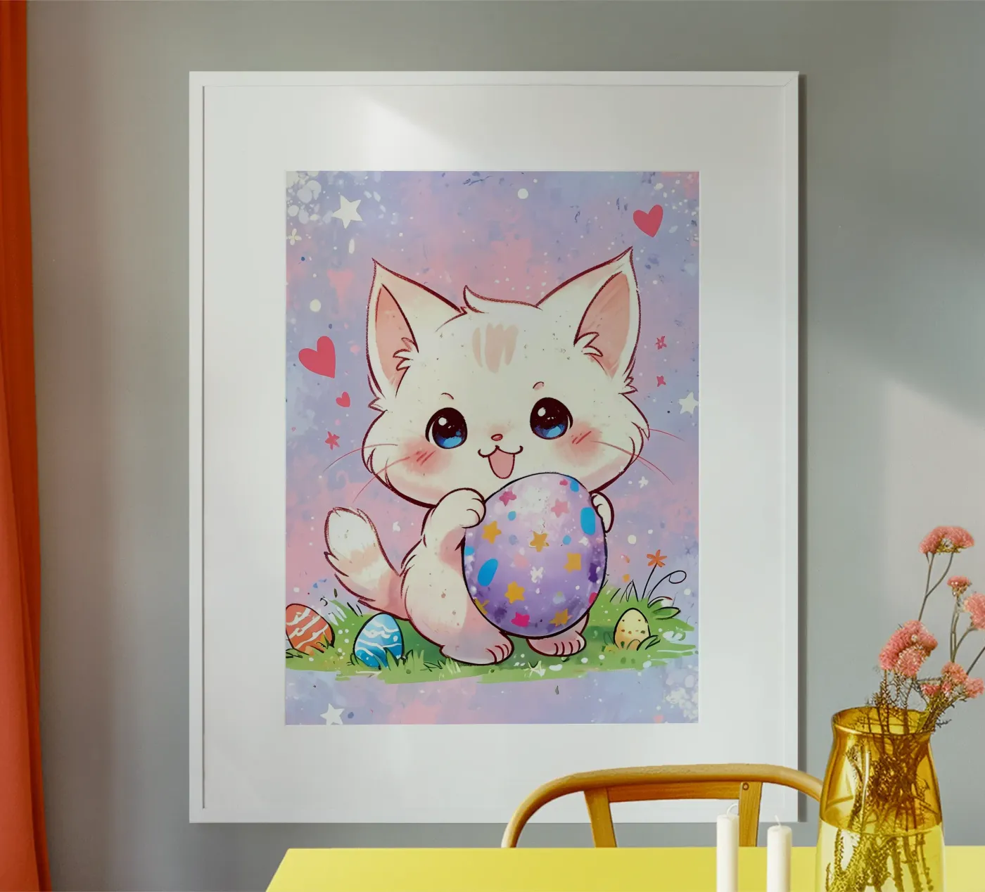 Uovo di Pasqua gatto carino poster da LM2Kone