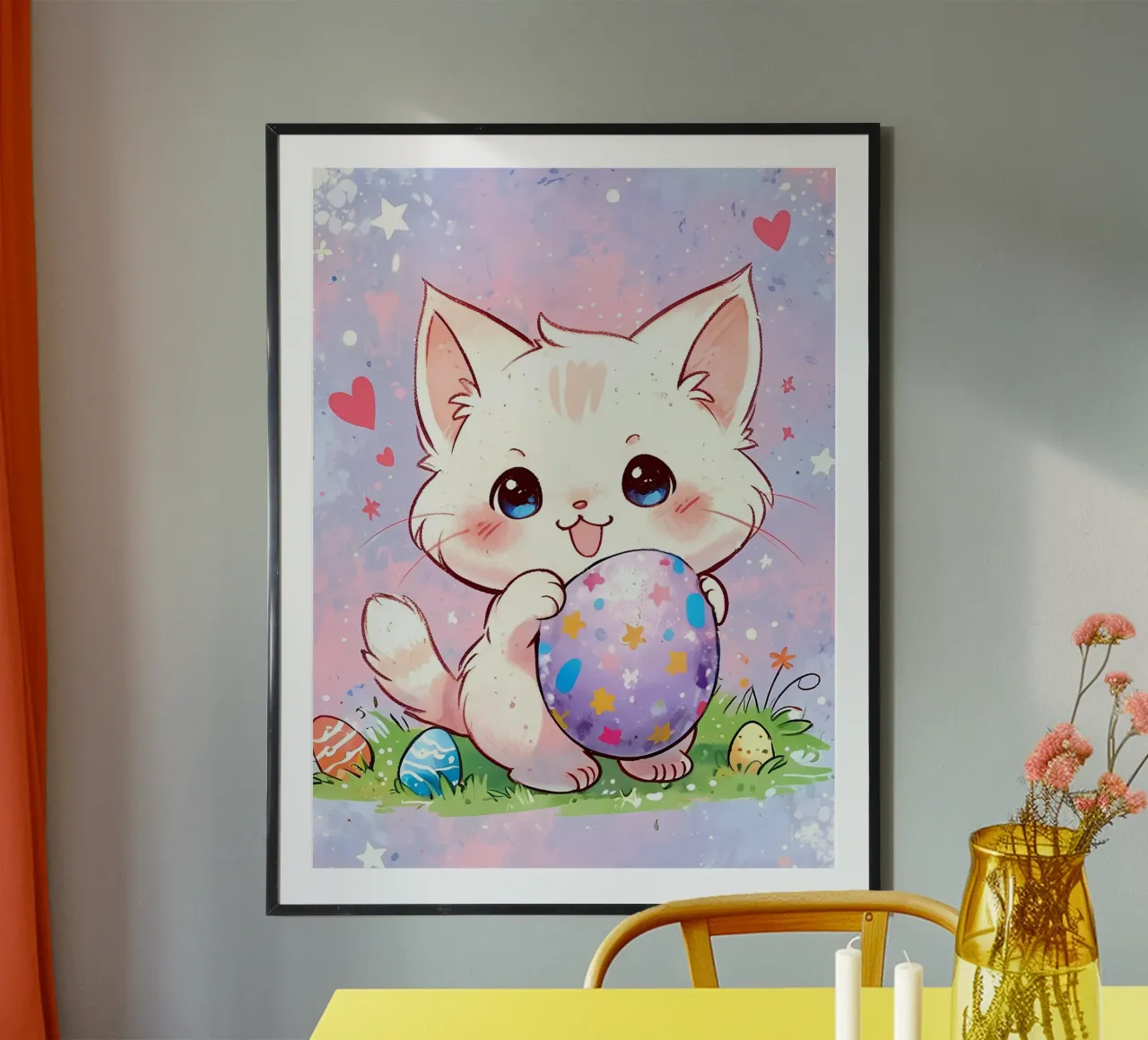 Uovo di Pasqua gatto carino poster da LM2Kone