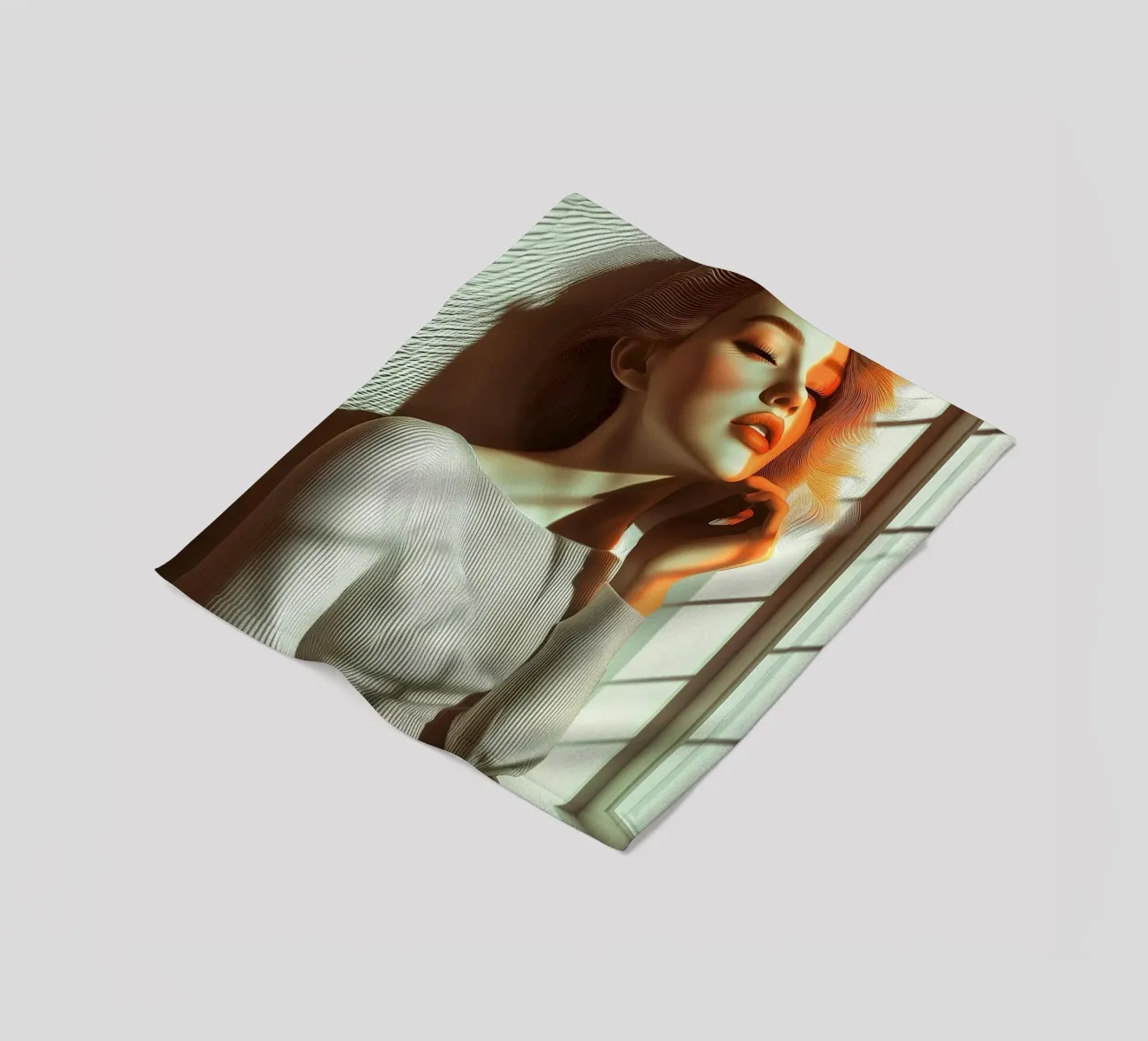 Woman at the window fleecedeken van Synthaira