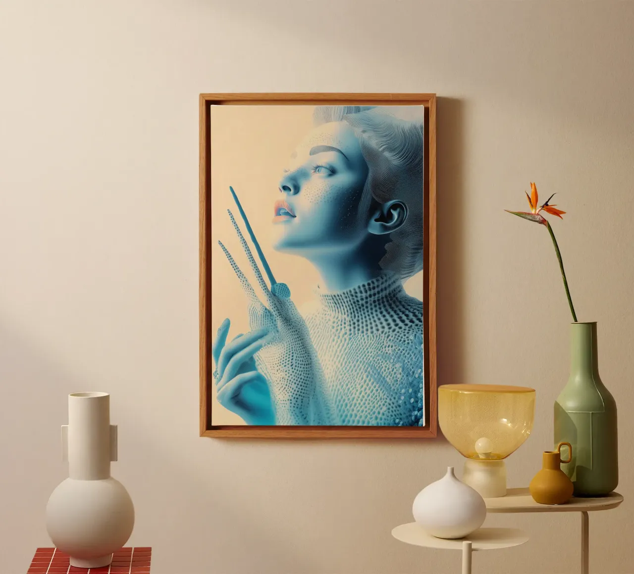 koraal elegantie canvas met Baklijst van Synthaira