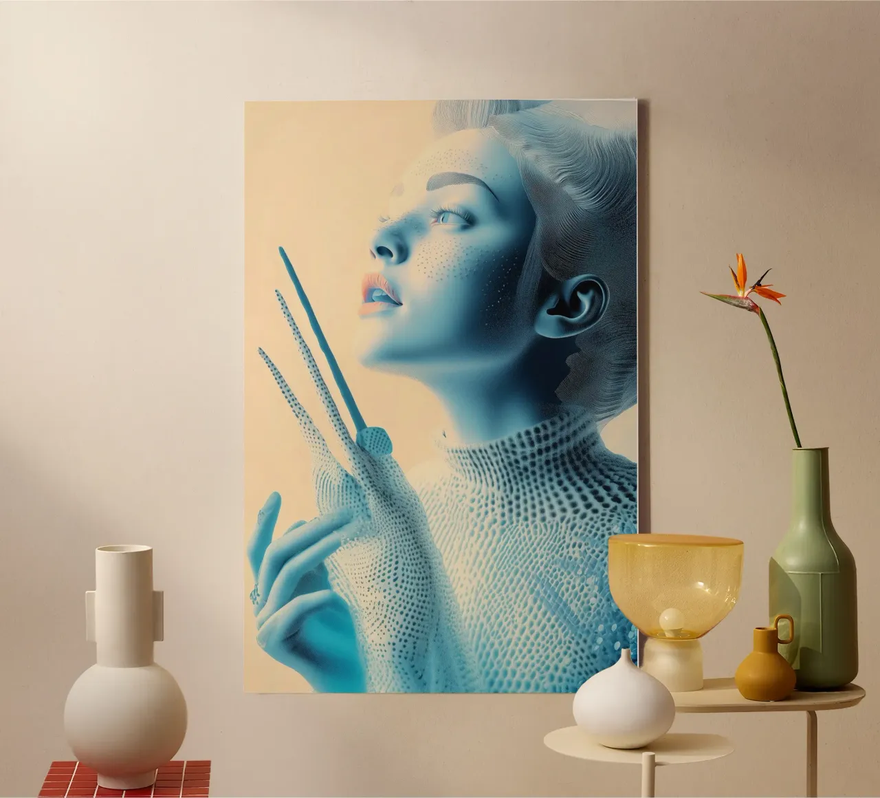 koraal elegantie canvas met Baklijst van Synthaira