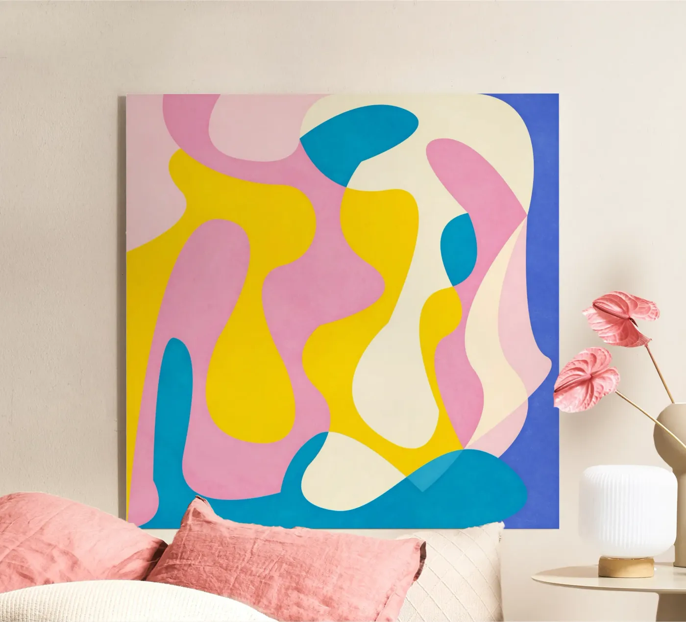 Pink Abstract Waves plexiglas de Lines Inside