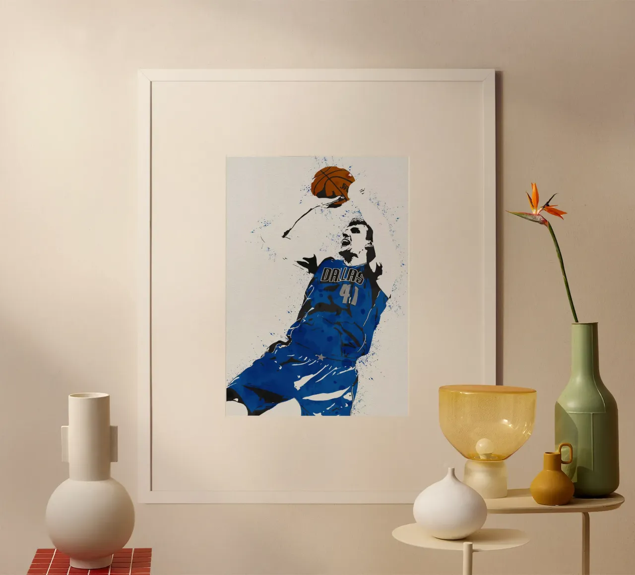 Dirk Nowitzki Dallas Mavericks poster con telaio in legno da tenten