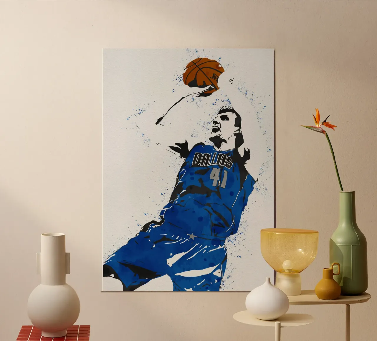 Dirk Nowitzki Dallas Mavericks poster con telaio in legno da tenten