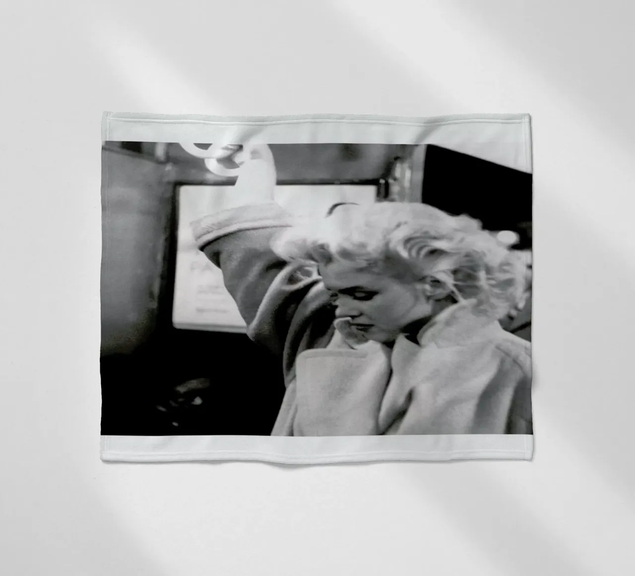 Marilyn Monroe, on subway 1995 New York fleece blanket by Gallery Print and Art Limited