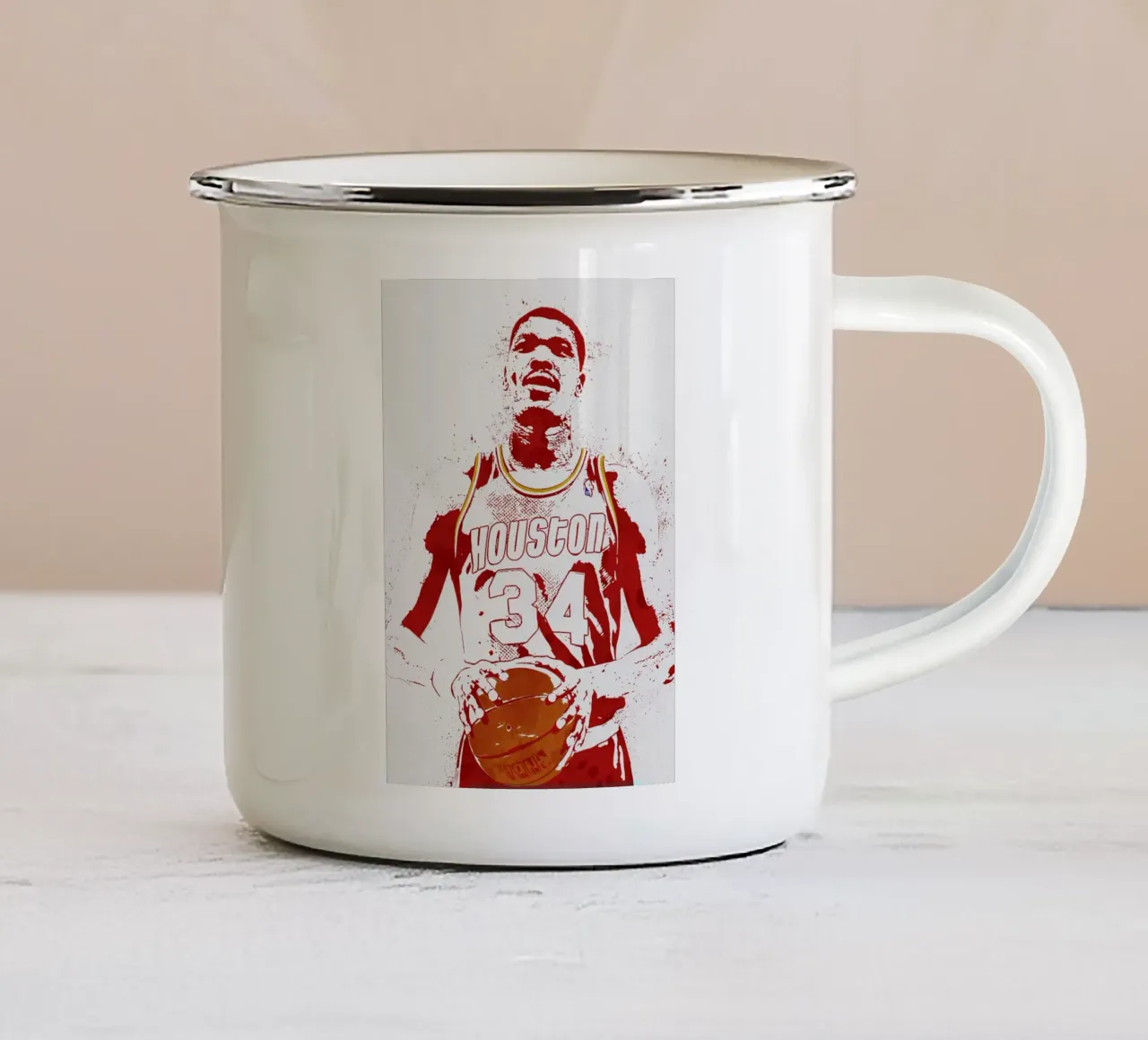Hakeem Olajuwon Houston Rockets tazza in smalto da tenten