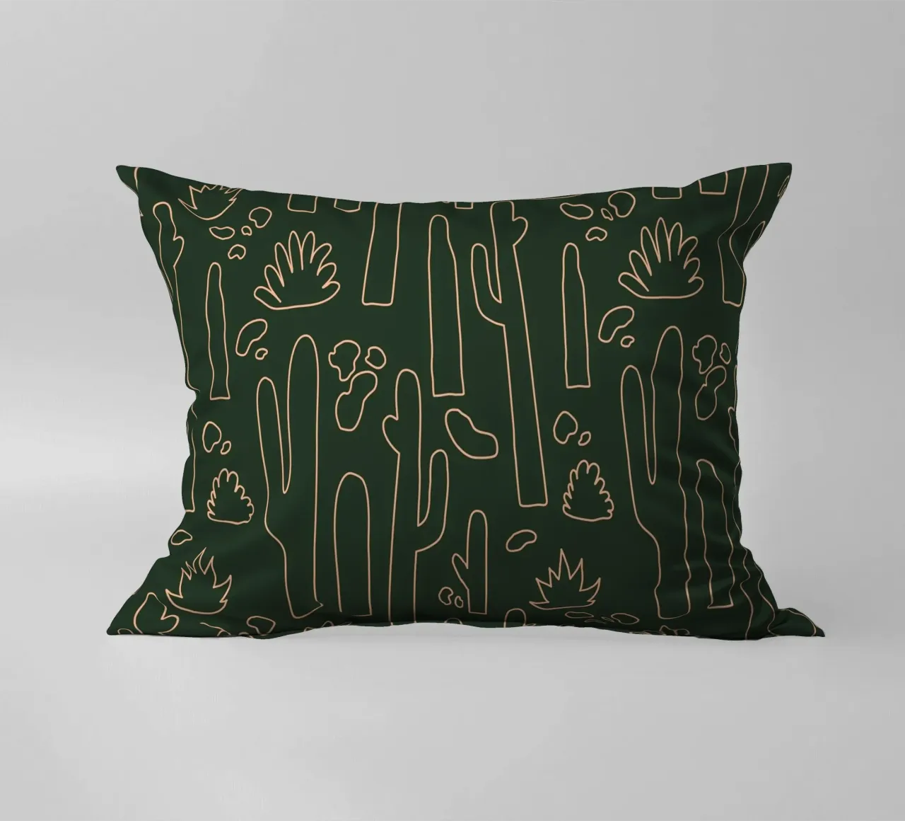 Kaktus Line-Art Muster – Minimalistisches Wüsten-Design cuscino da DrawAndWander