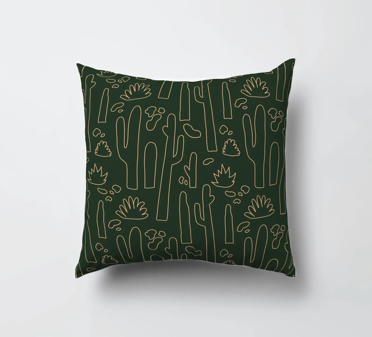 Kaktus Line-Art Muster – Minimalistisches Wüsten-Design cuscino da DrawAndWander