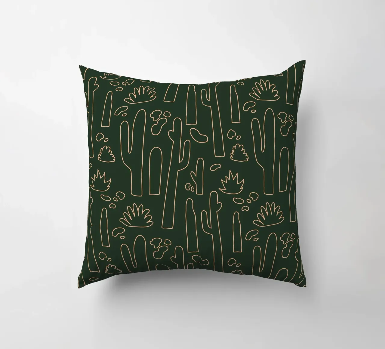 Kaktus Line-Art Muster – Minimalistisches Wüsten-Design cuscino da DrawAndWander