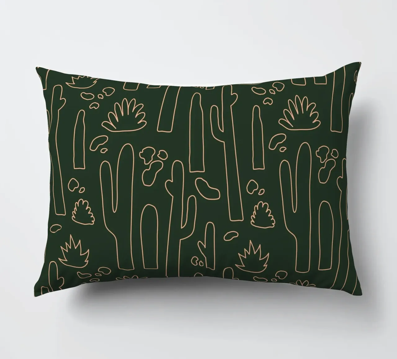 Kaktus Line-Art Muster – Minimalistisches Wüsten-Design cuscino da DrawAndWander