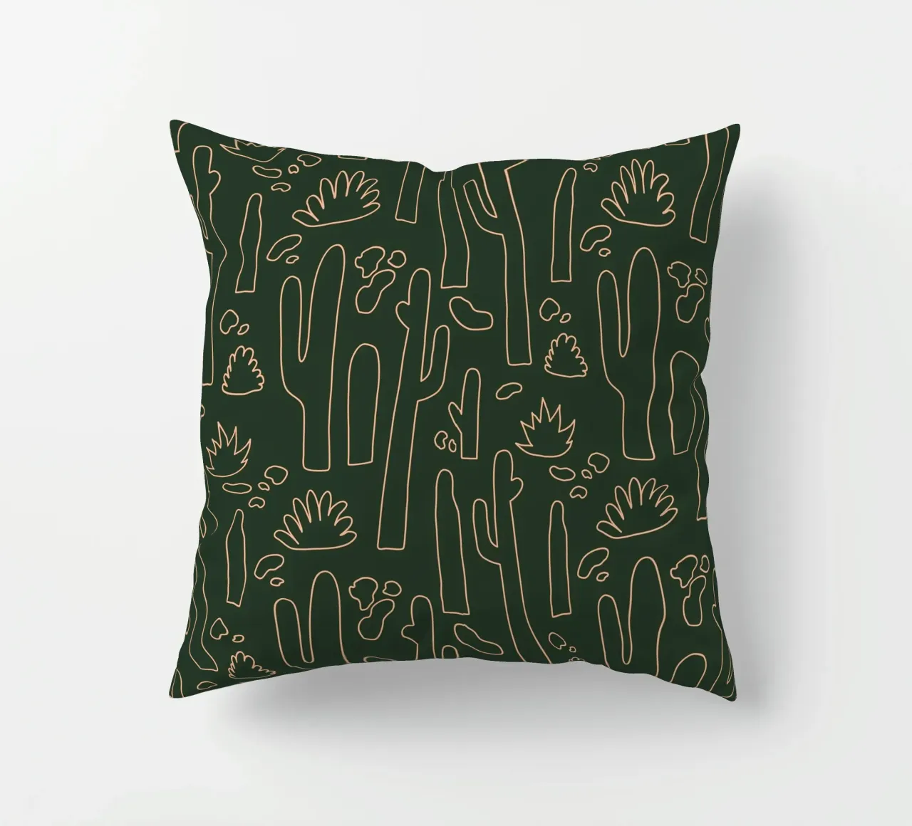 Kaktus Line-Art Muster – Minimalistisches Wüsten-Design cuscino da DrawAndWander
