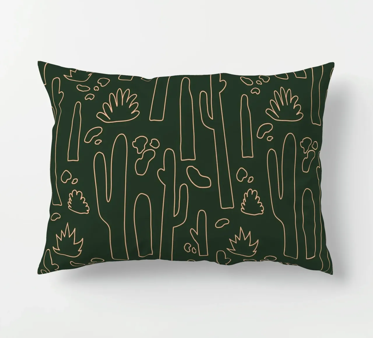 Kaktus Line-Art Muster – Minimalistisches Wüsten-Design cuscino da DrawAndWander