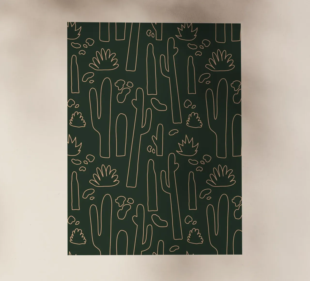 Kaktus Line-Art Muster – Minimalistisches Wüsten-Design pellicola backlit da DrawAndWander