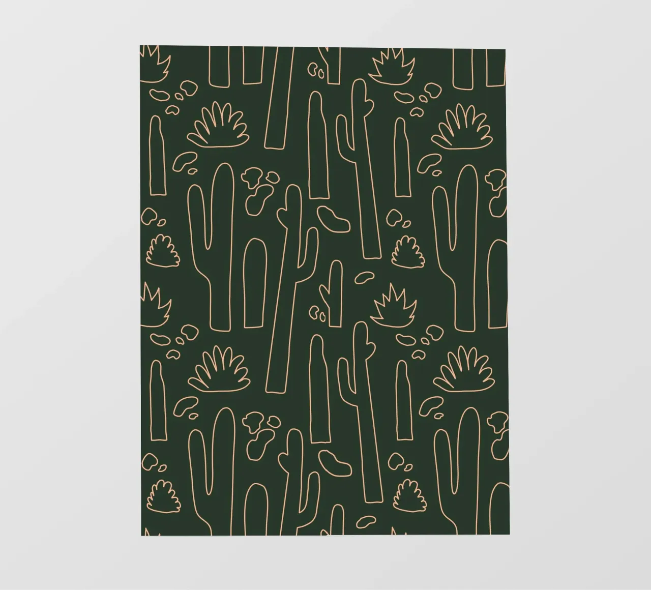 Kaktus Line-Art Muster – Minimalistisches Wüsten-Design telo in pvc da DrawAndWander