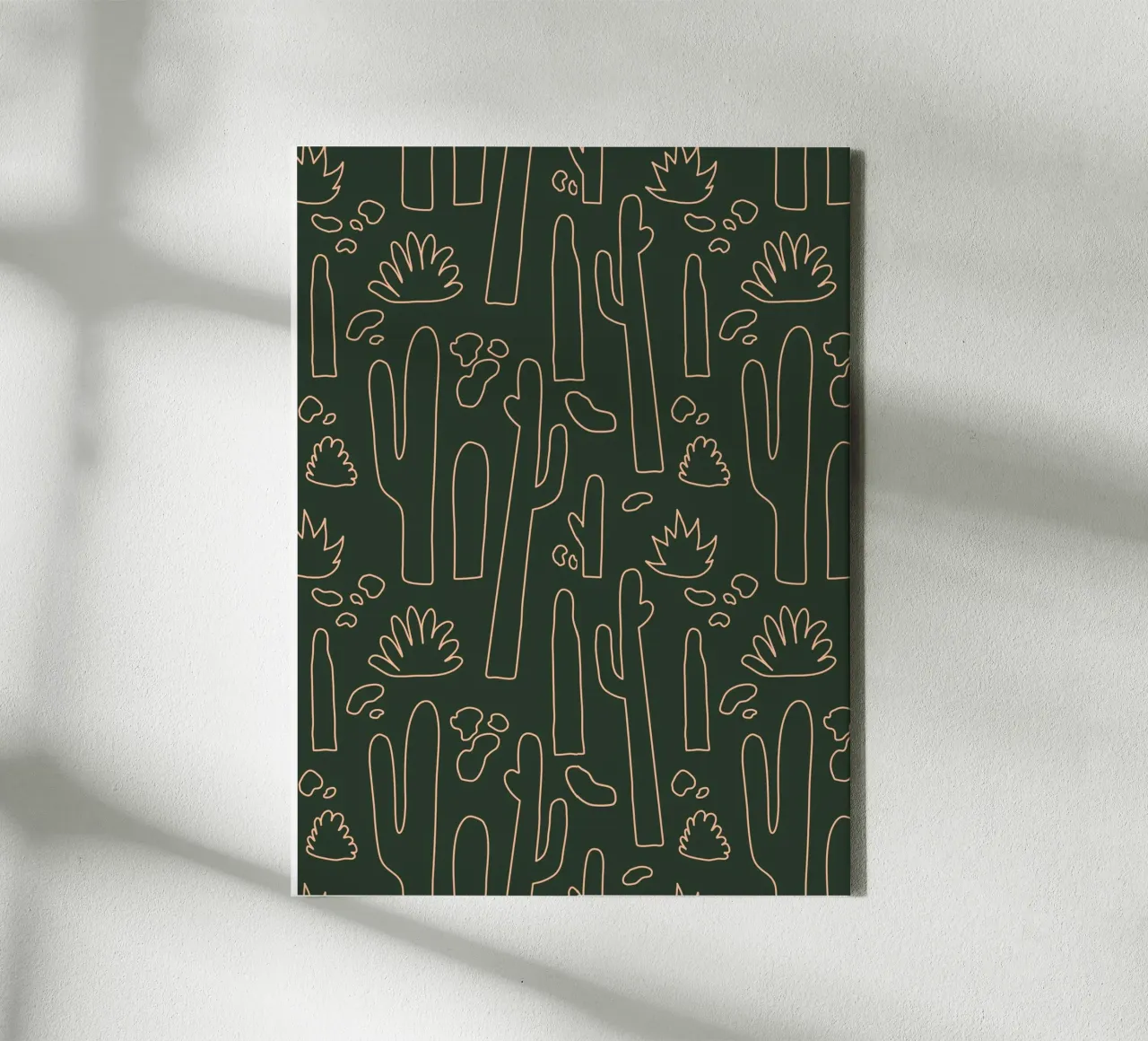 Kaktus Line-Art Muster – Minimalistisches Wüsten-Design tela da DrawAndWander