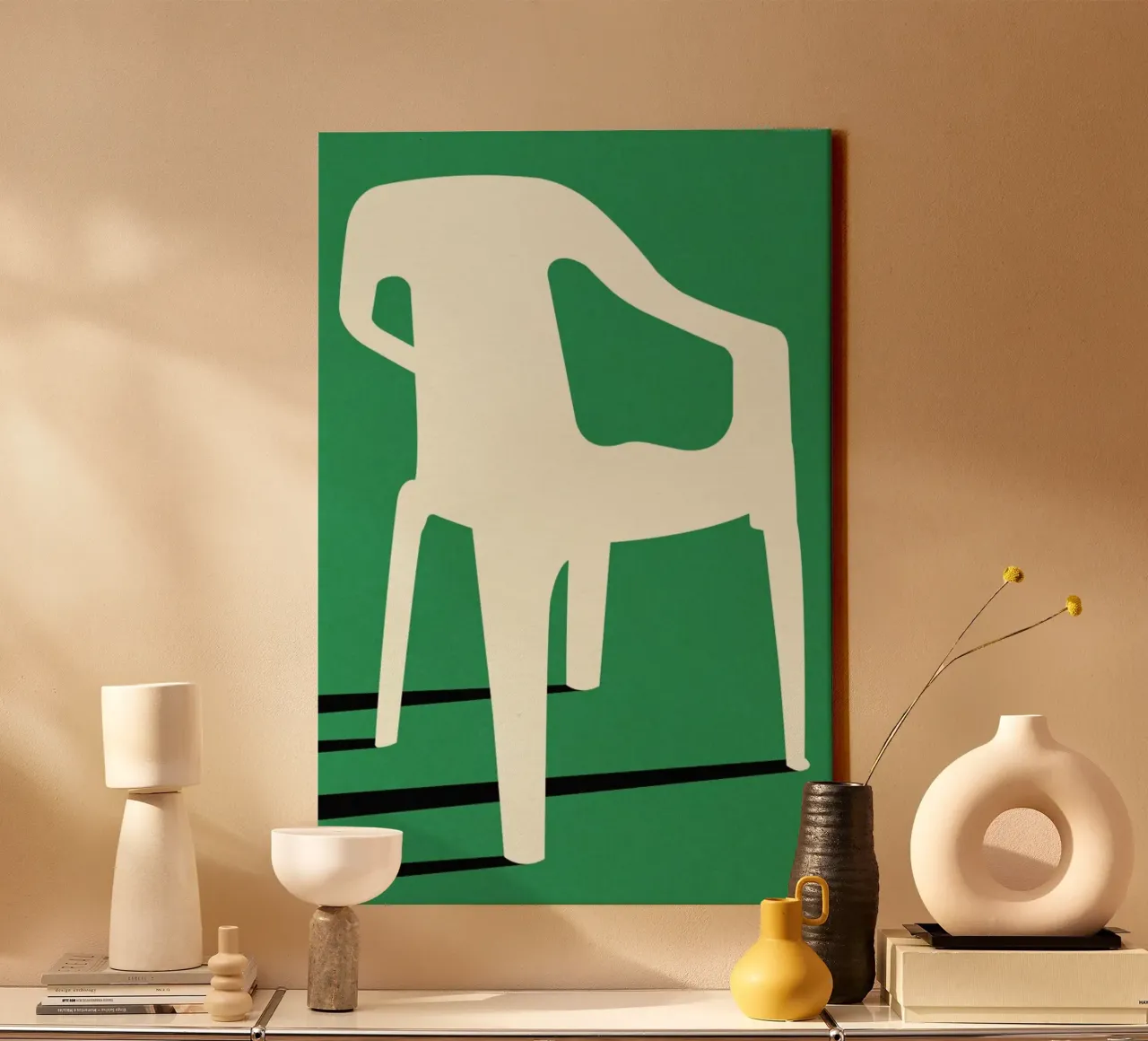 Monobloc Plastic Chair No III tela con Cornice a cassetta da Rosi Feist