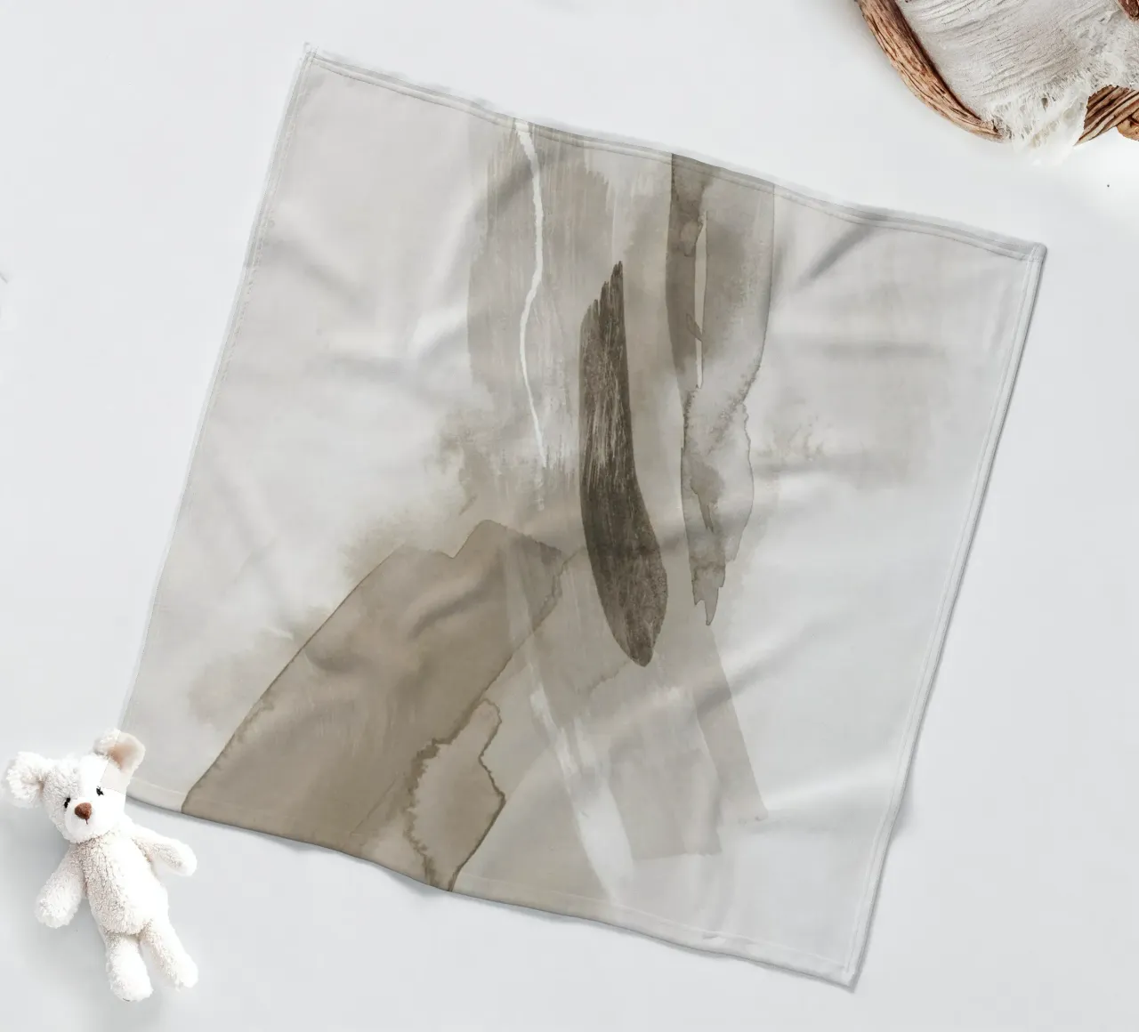Brush strokes neutral tones 3 fleece blanket by NouveauPrints
