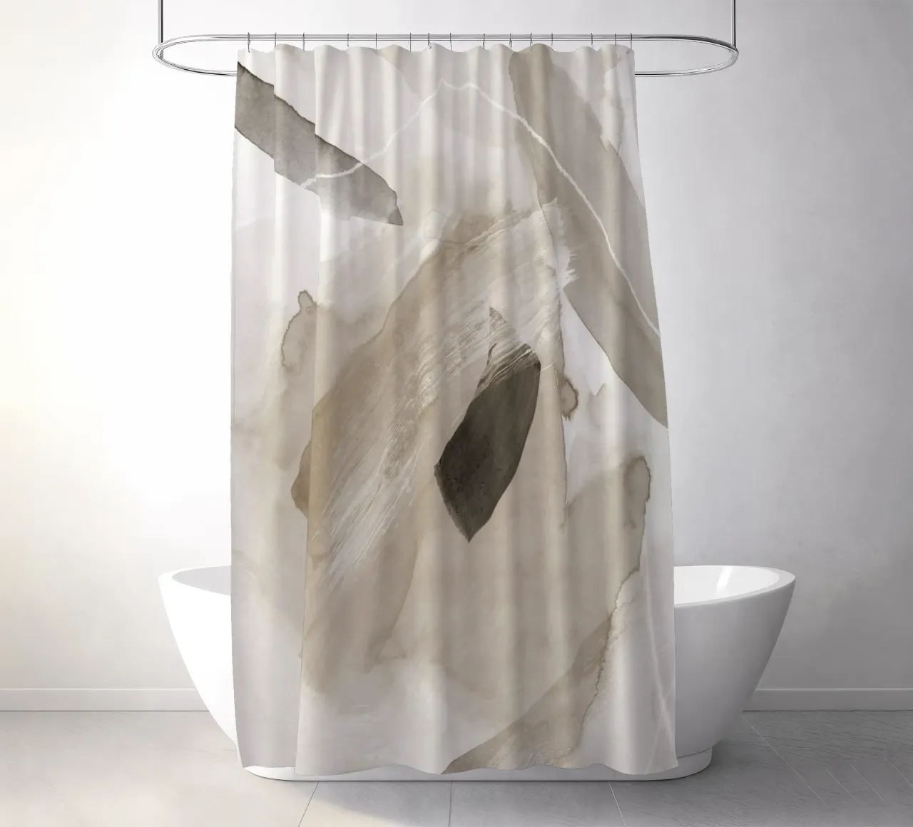 Brush strokes neutral tones 2 shower curtain by NouveauPrints