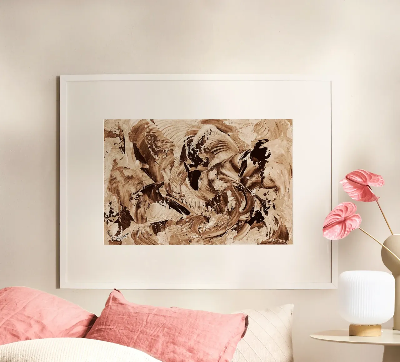 SEPIA 40 poster con telaio in alluminio da Thierry Vobmann Abstract painting