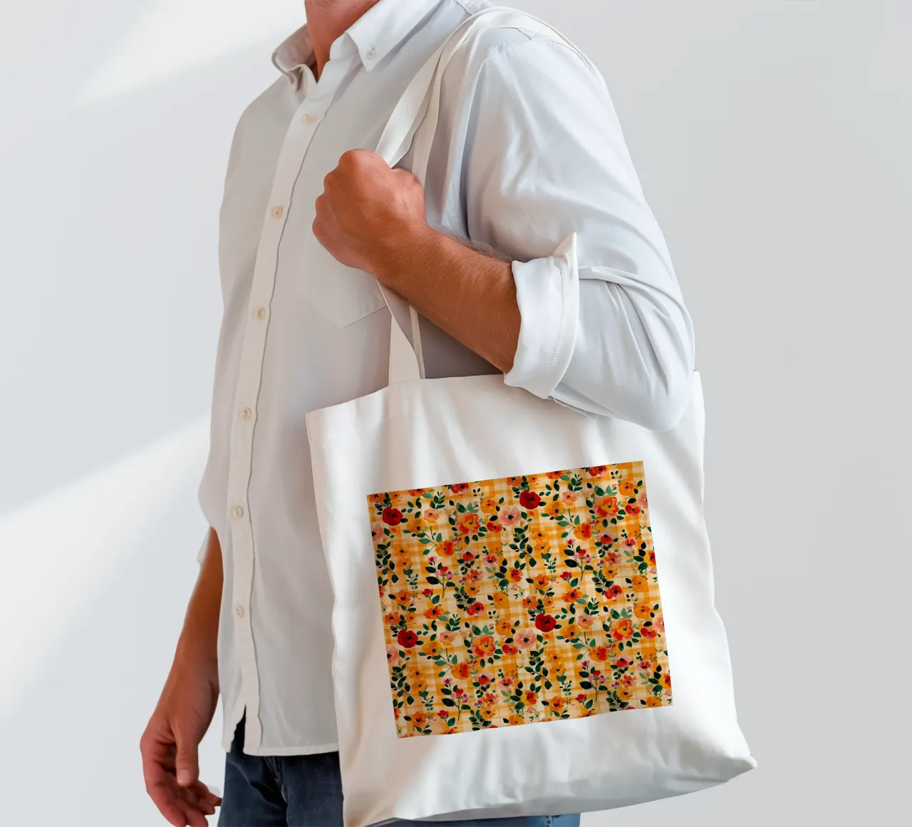 Cute Orange Florals borsa in juta da Sunflower Soul Studio
