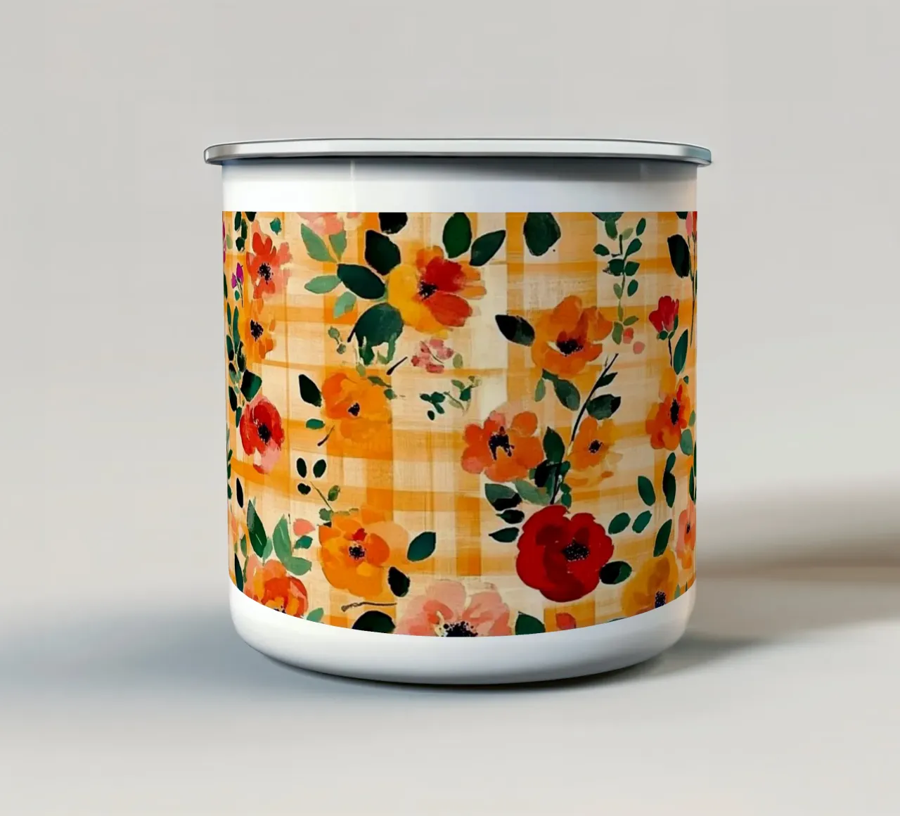 Cute Orange Florals tazza in smalto da Sunflower Soul Studio