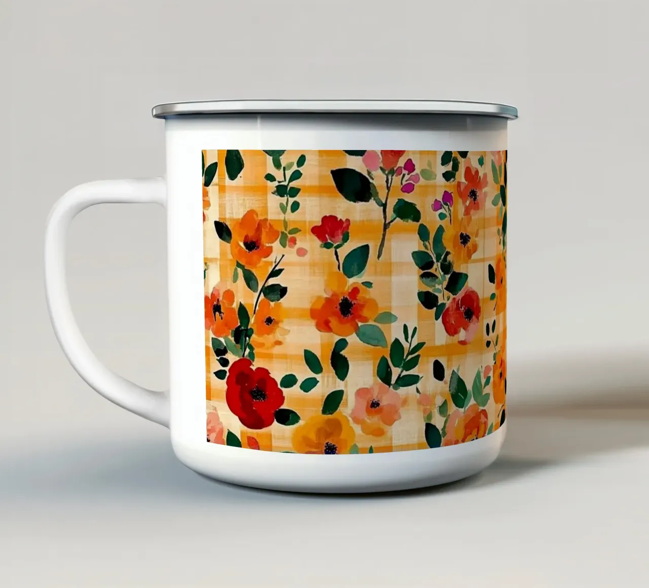 Cute Orange Florals tazza in smalto da Sunflower Soul Studio