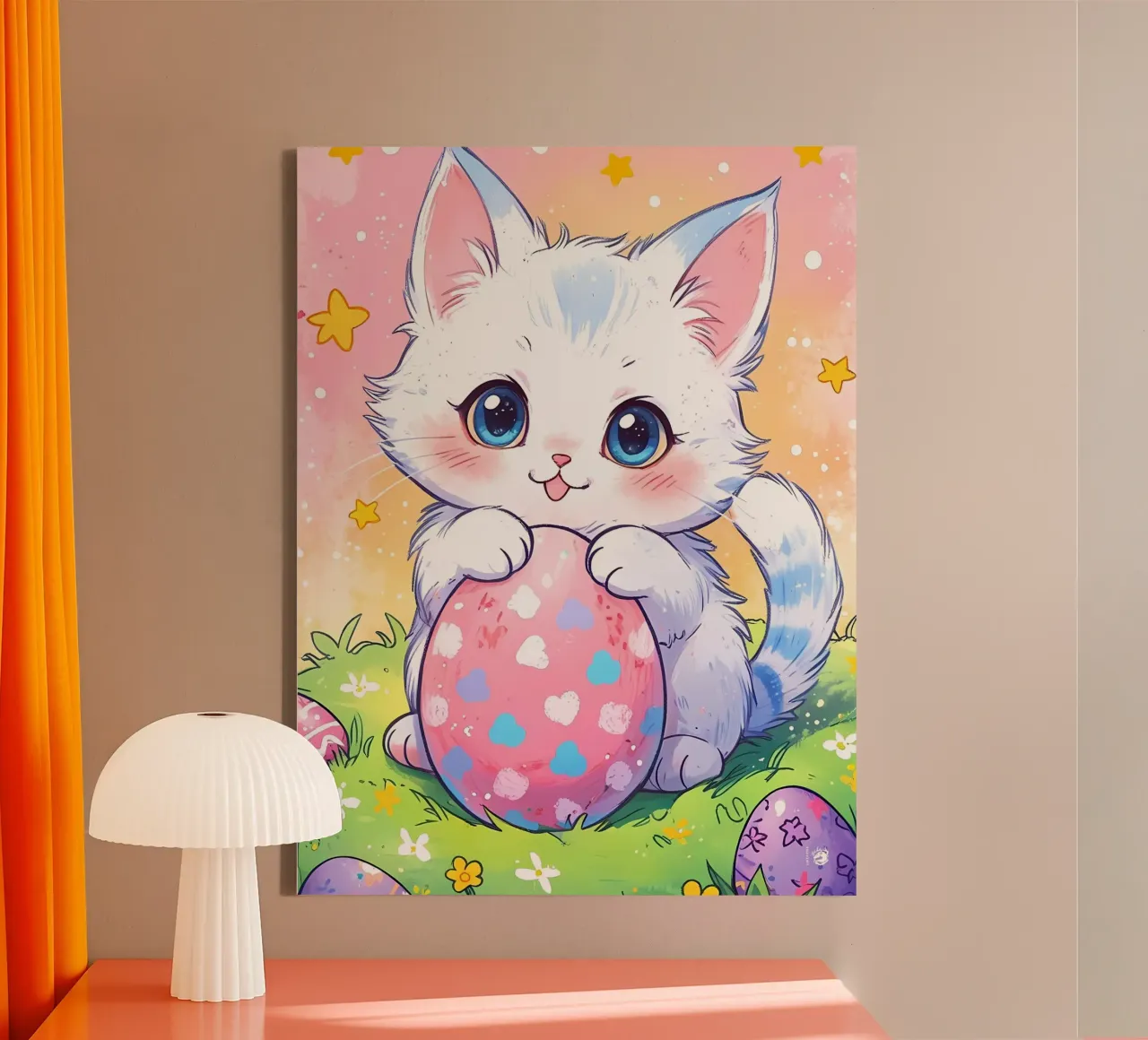 Easter Egg Cat Cute canvas with Floater frame by LM2KONE