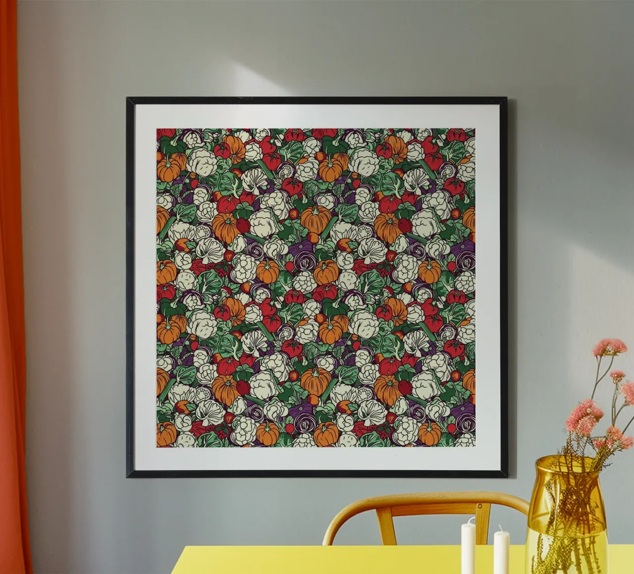 Vintage Veggies poster con telaio in legno da Sunflower Soul Studio