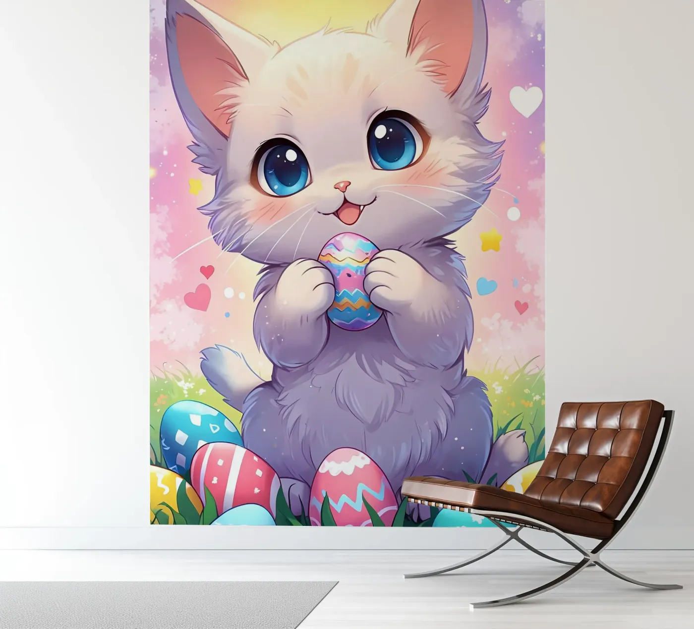 Little Cat Easter Egg fotobehang van LM2Kone