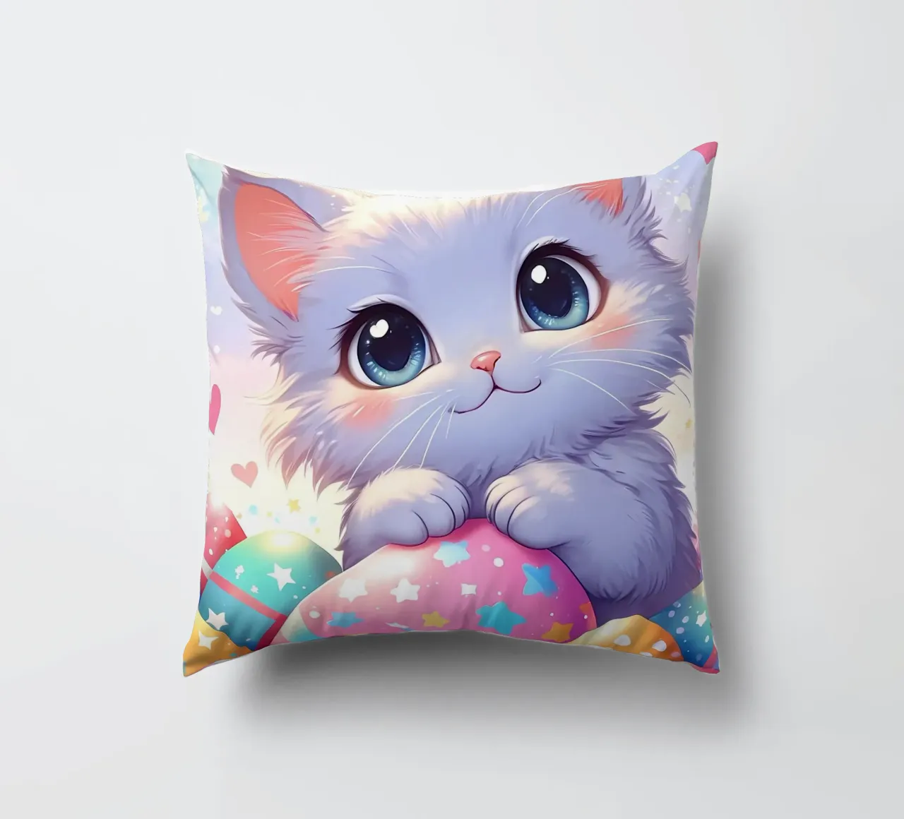 Cat Easter Egg Love decorative cushion by LM2KONE