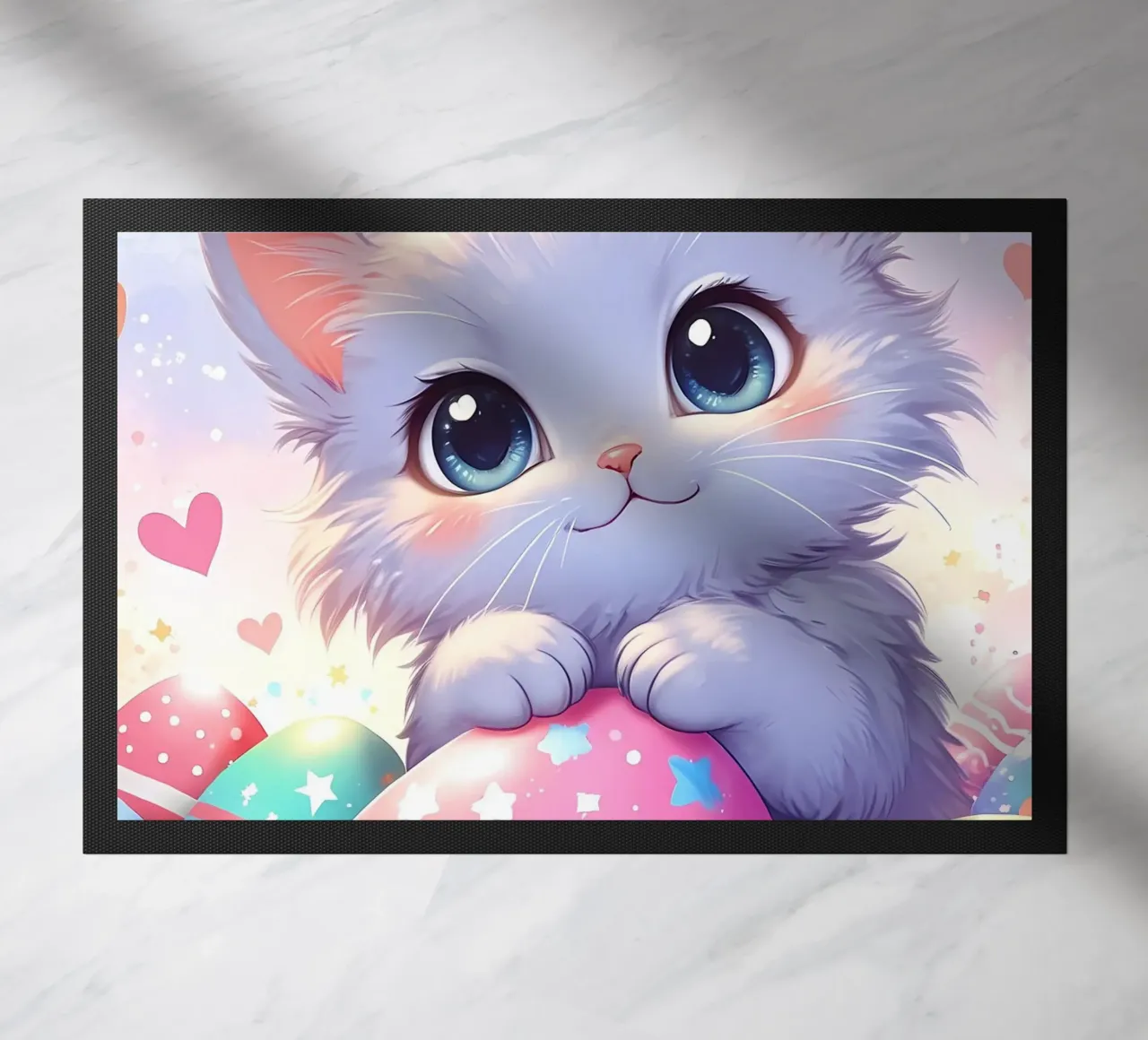 Cat Easter Egg Love doormat by LM2Kone