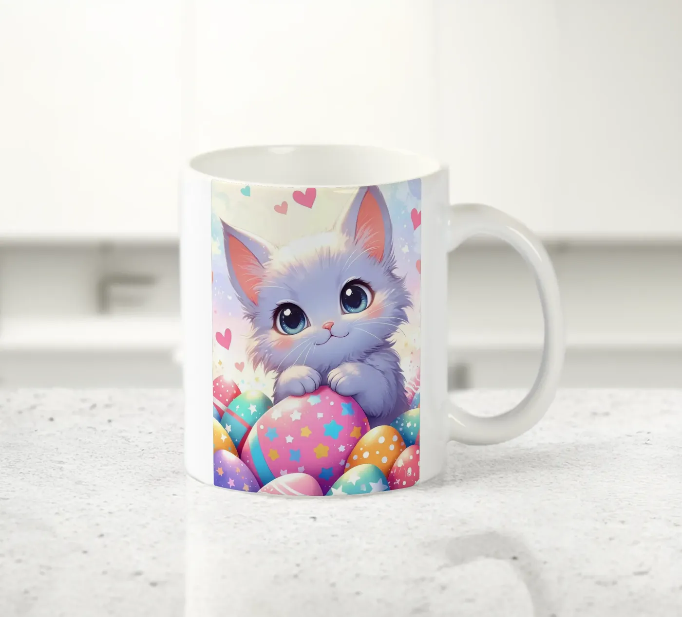 Cat Easter Egg Love ceramic mug by LM2Kone