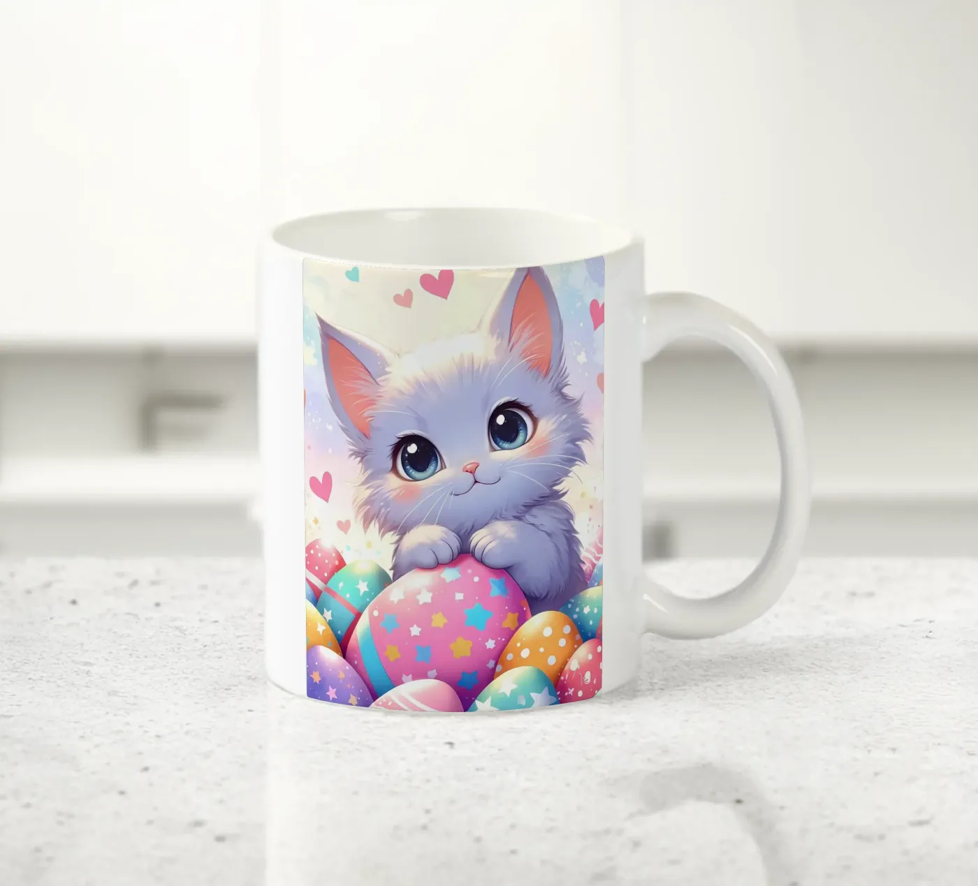 Cat Easter Egg Love ceramic mug by LM2Kone