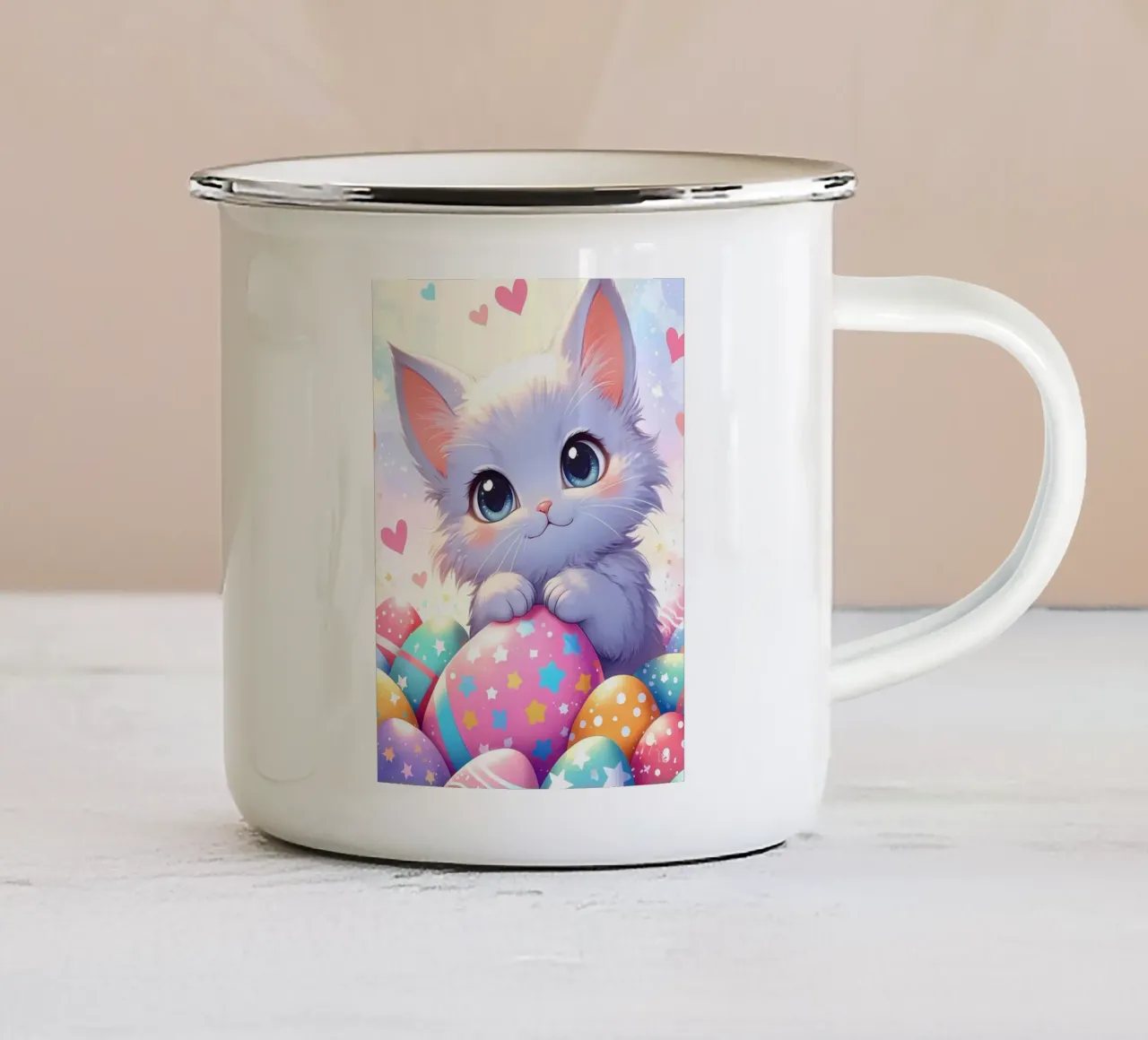 L'amore per le uova di Pasqua dei gatti tazza in smalto da LM2KONE