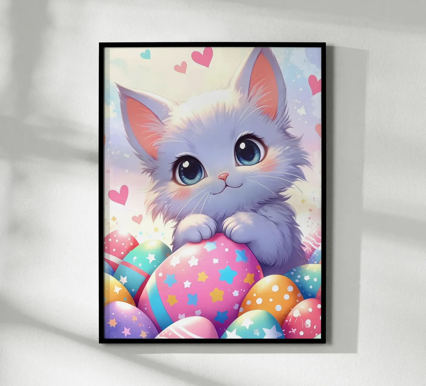 Cat Easter Egg Love poster by LM2Kone
