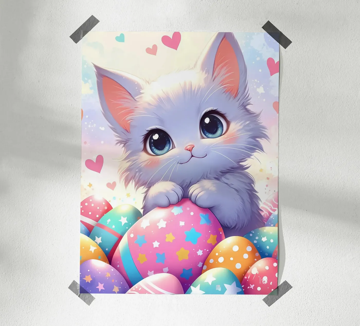 Cat Easter Egg Love poster by LM2Kone
