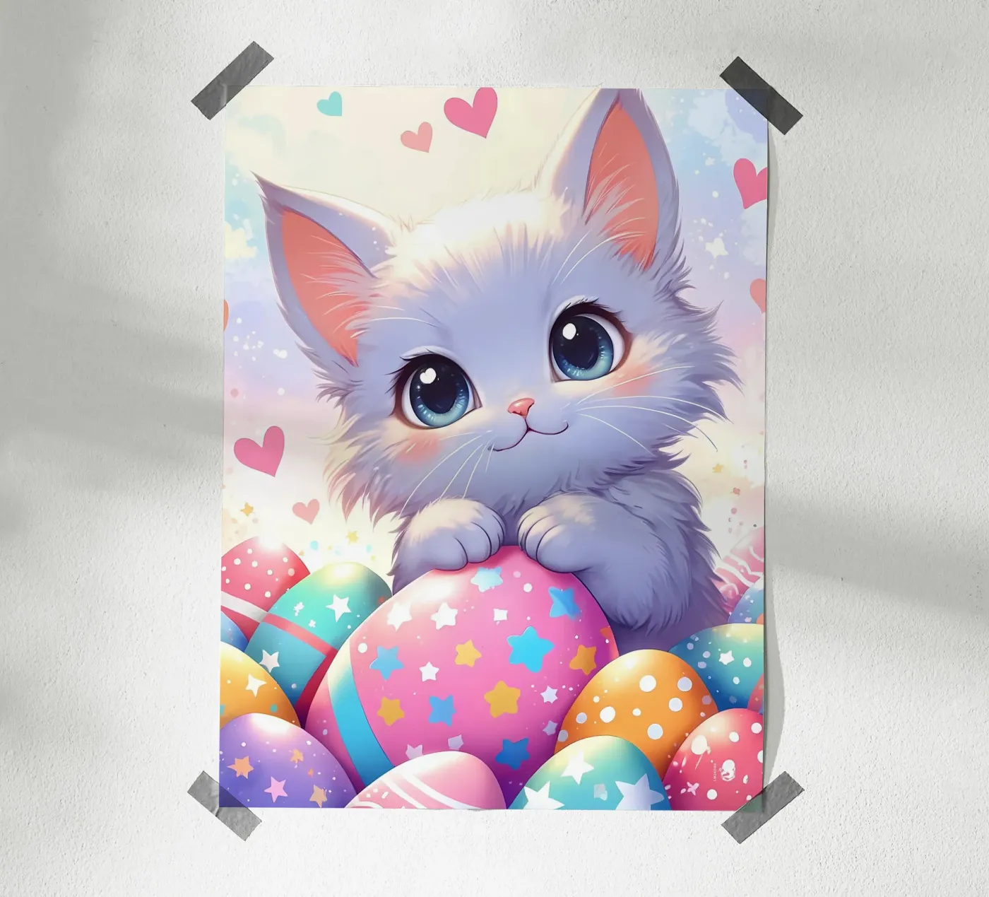 L'amore per le uova di Pasqua dei gatti poster da LM2Kone