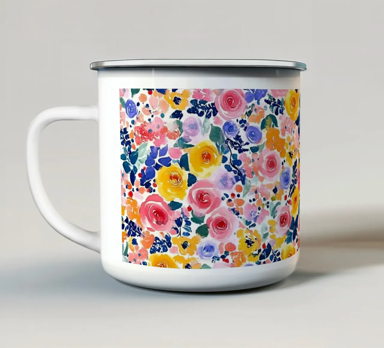 Summer Florals tazza in smalto da Sunflower Soul Studio