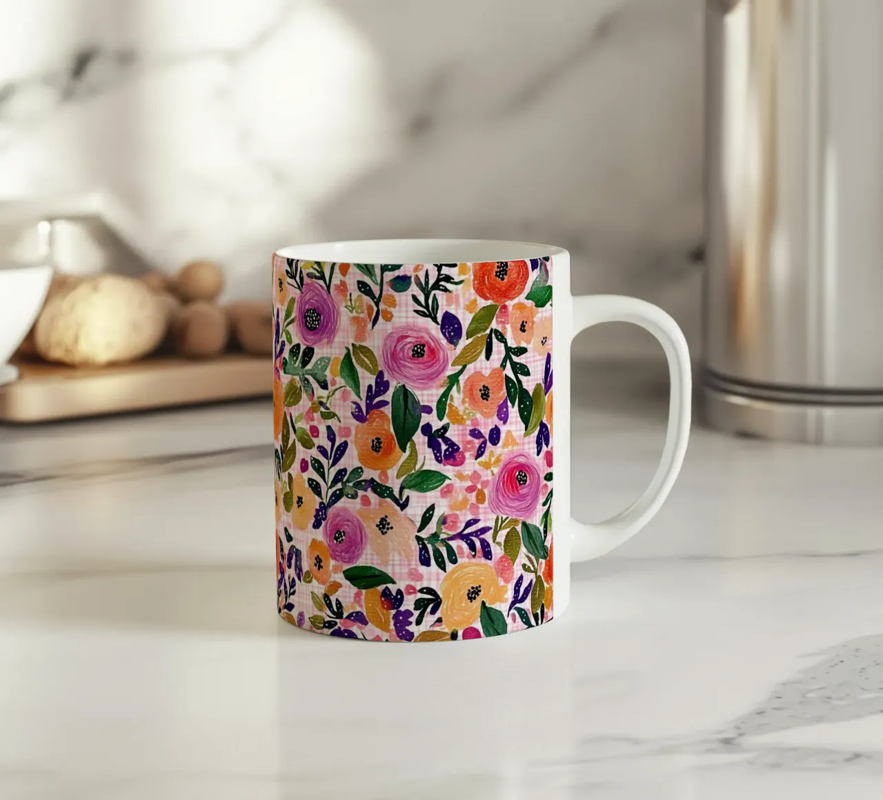 Purple Florals tazza in ceramica da Sunflower Soul Studio