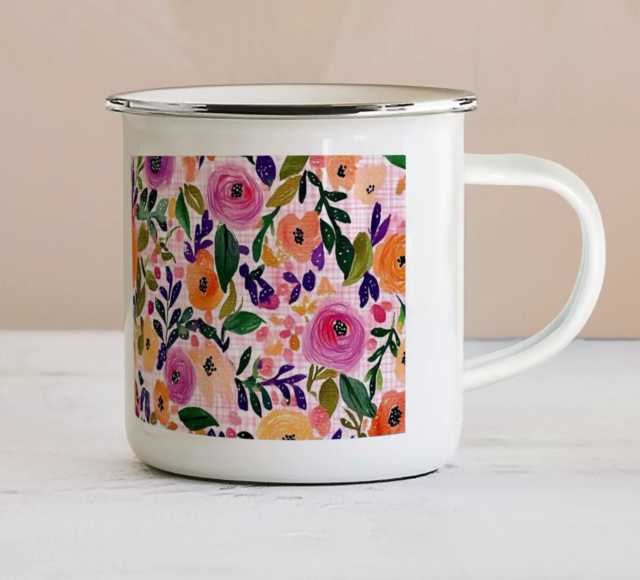 Purple Florals tazza in smalto da Sunflower Soul Studio