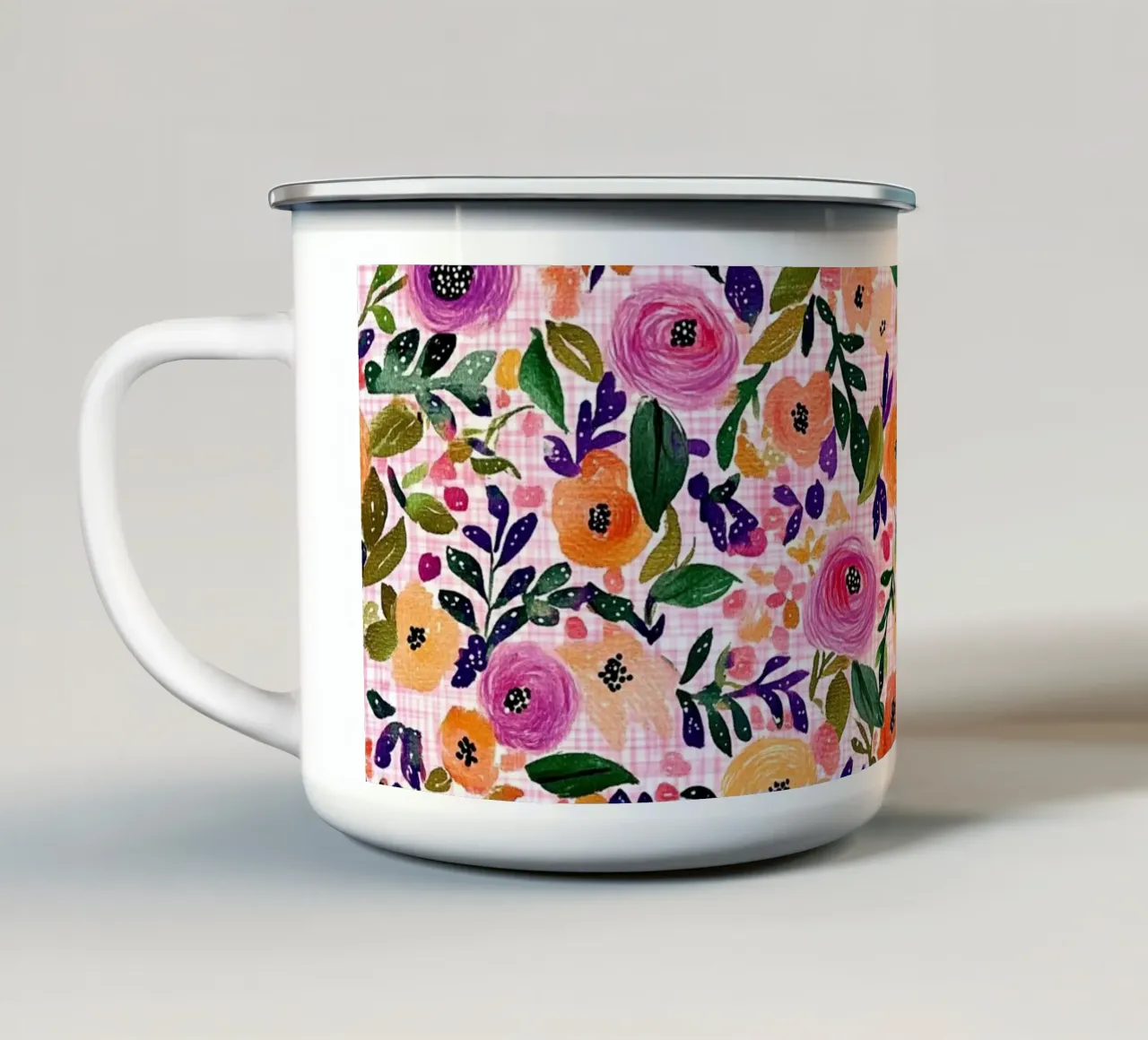 Purple Florals tazza in smalto da Sunflower Soul Studio